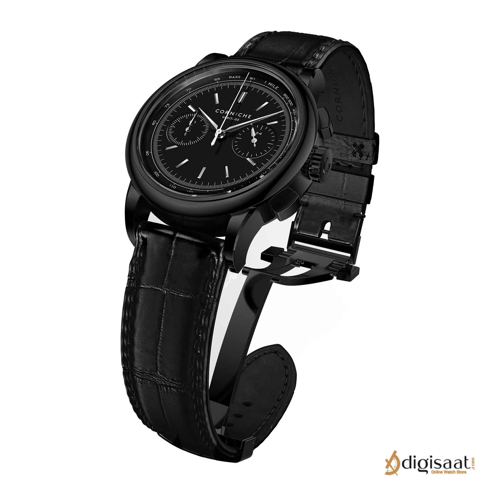 ساعت مچی مردانه کورنیش  Corniche heritage chronograph PVD Black in stainless steel 