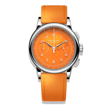 ساعت مچی مردانه کورنیش  Corniche heritage chronograph L’Été Sans Fin Chrongraph in Stainless Steel with Orange Dial