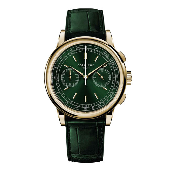 ساعت مچی مردانه کورنیش  Corniche heritage chronograph Yellow Gold with Green Dial