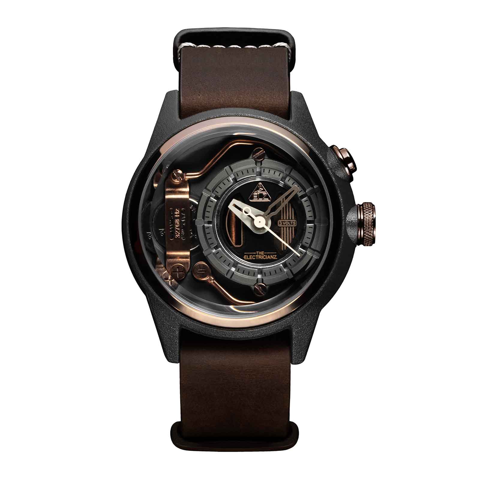 ساعت مچی الکتریکیانز THE ELECTRICIANZ مدل The MokaZ-Brown Leather Nato- 42mm 