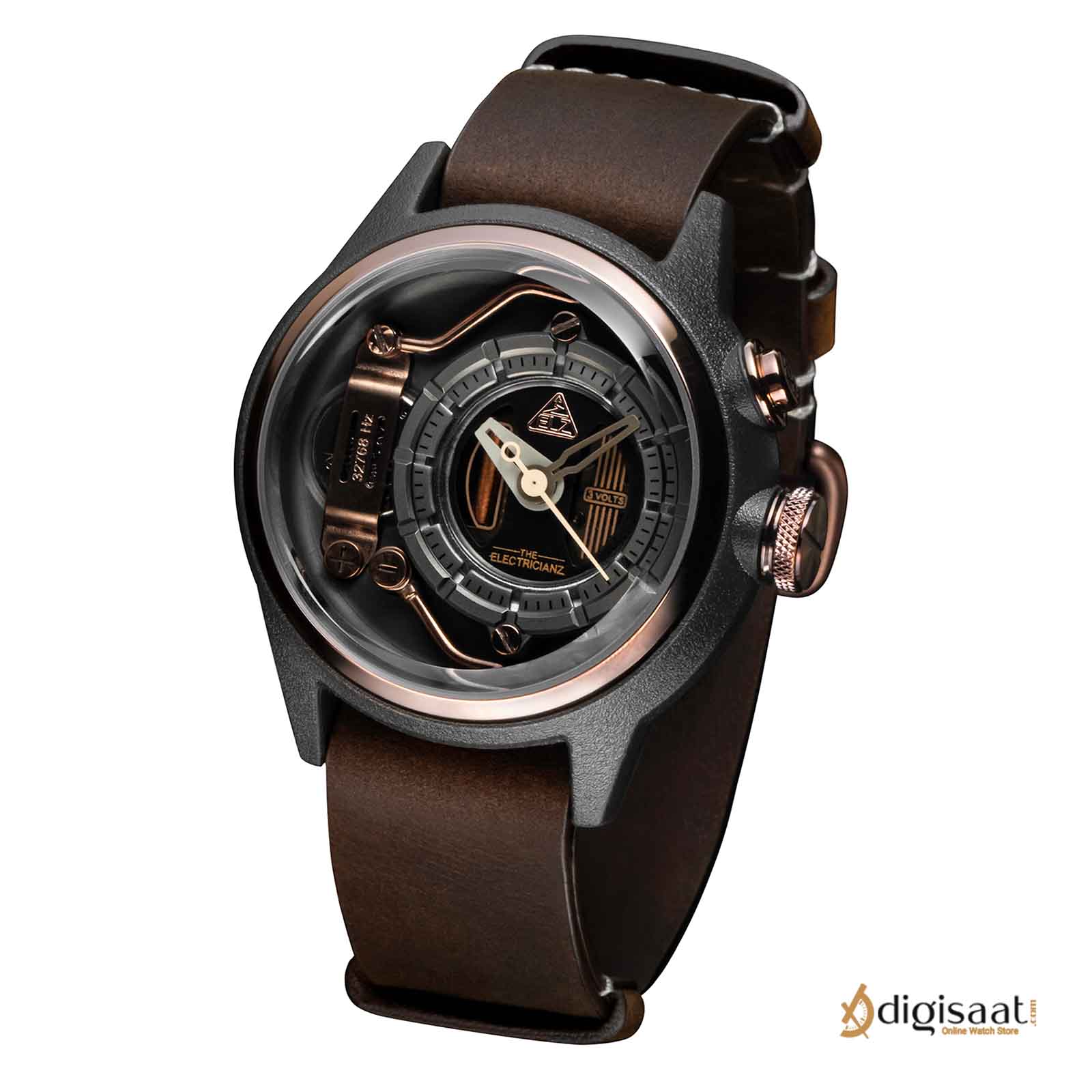 ساعت مچی الکتریکیانز THE ELECTRICIANZ مدل The MokaZ-Brown Leather Nato- 42mm 