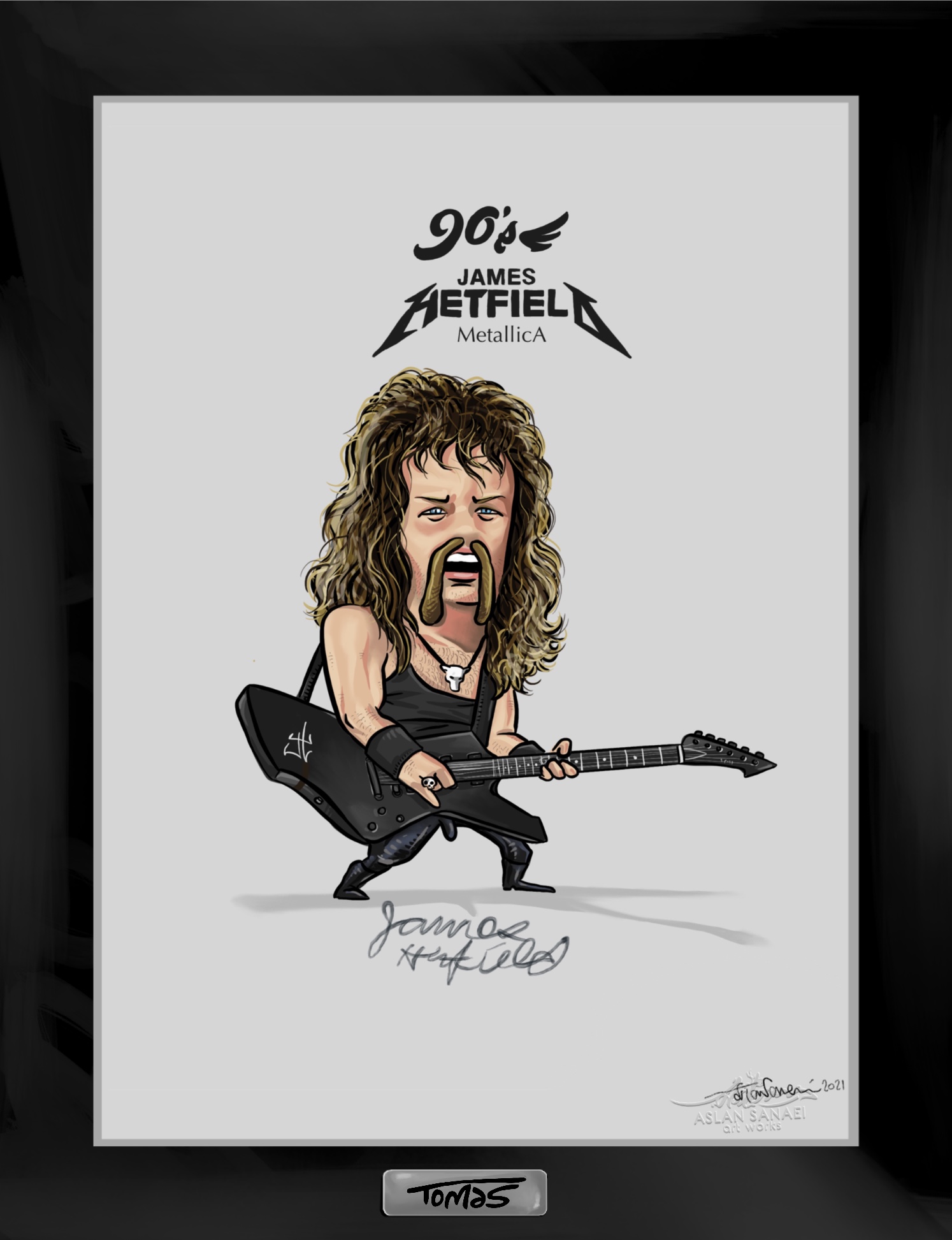 قاب پوستر کاریکاتور جیمز هتفیلد متالیکا James Hetfield Metallica